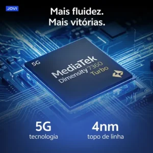 Smartphone JOVI T1 5G 256GB 16GB RAM (8GB+8GB Estendida) Bateria 6500mAh Câmera 50MP 4K - Preto Titânio - Imagem 5