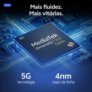 Smartphone JOVI T1 5G 256GB 16GB RAM (8GB+8GB Estendida) Bateria 6500mAh Câmera 50MP 4K - Preto Titânio - Imagem 5