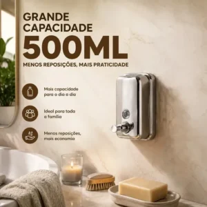Saboneteira Liquida Inox304 500ml P/ Parede Porta Sabonete - Imagem 3