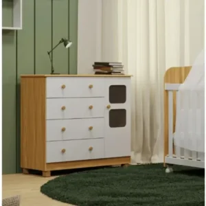 Cômoda Infantil Peroba Uli 4 Gavetas 1 Porta MDF Multicolorido - Imagem 10