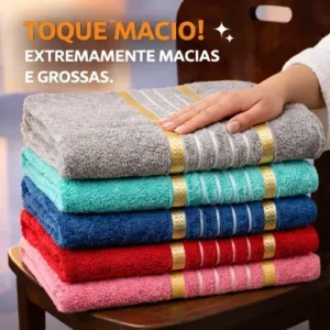 Jogo 6 Toalhas Banho - 3 Banho, 3 Rosto Grande Macia Atacado - Imagem 4