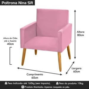 Poltrona Nina Para Sala Decorativa Suede Agm Decor - Imagem 4
