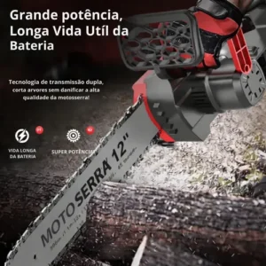 Moto Serra Elétrica 12 Polegadas 2 Baterias 48v Portátil Recarregável Profissional 12p Sem Fio Portátil Potente 2 Correntes - Imagem 3