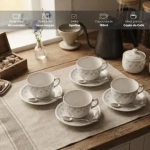 Conjunto 12 Peças Xícaras 150ml Com Pires Para Café E Chá - Imagem 9