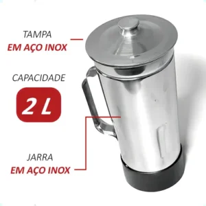 Liquidificador Industrial Alta Rotação 2 Litros Af5 Cor Prateado - Imagem 6
