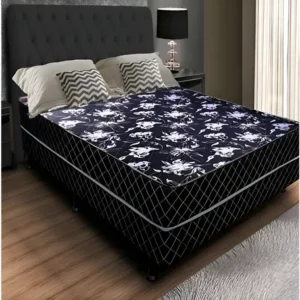 Cama Box Casal Ortopédica Conjugada Tampo Preto Matelassê - Imagem 2
