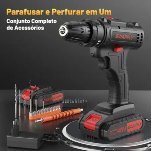 Parafusadeira E Furadeira Profissional 2 Baterias Sem Fio - Imagem 5