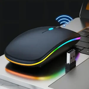 Mouse Sem Fio Dual Bluetooth 2.4GHz USB Recarregável Silencioso Para Notebook PC - Imagem 9