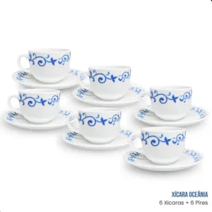 Conjunto 12 Peças 6 Xícaras 150ml E 6 Pires Para Café E Chá - Imagem 3