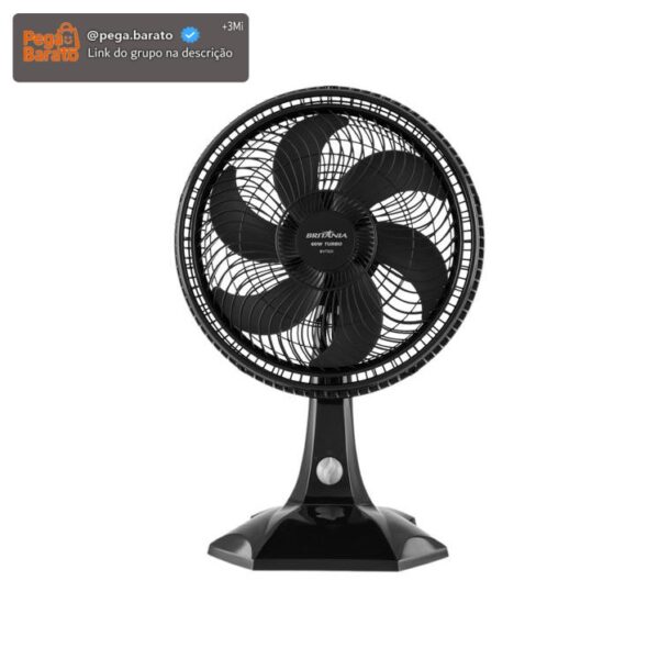 Ventilador de Mesa Britânia BVT301 30cm - 6 Pás 3 Velocidades Preto