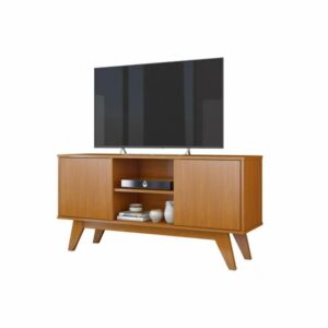 Rack Para TV 50 Pol. Turim Pés em Madeira, Nichos e 2 Portas Envio Rápido - Dullar Móveis - Imagem 3
