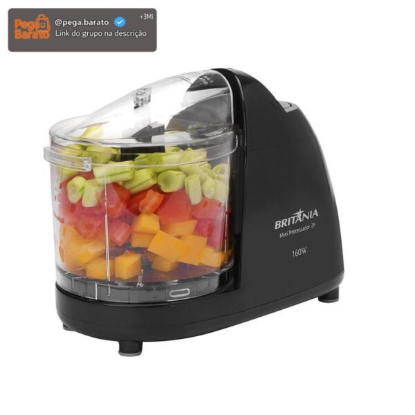 Mini Processador de Alimentos Britânia Preto 2P 160W