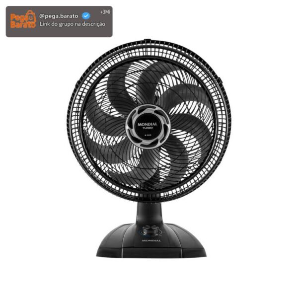 Ventilador de Mesa Mondial Turbo NVT-40-8P-B 40cm 8 Pás 3 Velocidades Preto e Prata