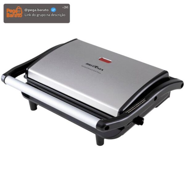 Sanduicheira/Grill Britânia Press BGR27I 2 em 1 Prata 850W Antiaderente