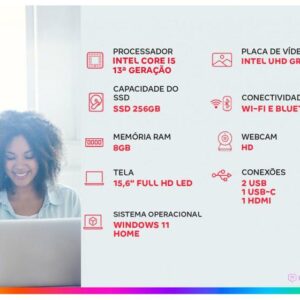 Notebook HP 256R G9 Intel Core i5 1334U 8GB RAM 256GB SSD 15,6” Windows 11 Intel UHD Graphics BQ9L1AT#AK - Imagem 2