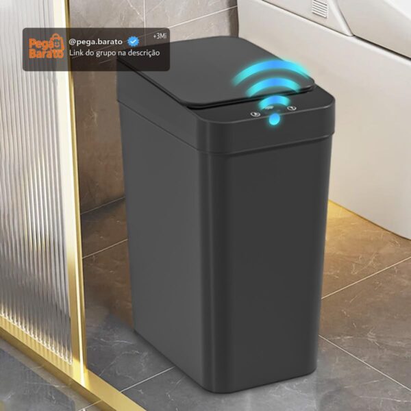 Lixeiras Automáticas com Sensor – Opções de 12L com 3 Modos Inteligentes de Abertura e Fechamento para Cozinha, Banheiro e Escritório (Preto 12L - 3 Modos)