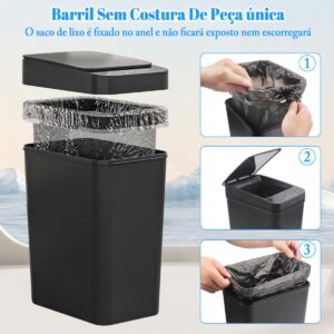 Lixeiras Automáticas com Sensor – Opções de 12L com 3 Modos Inteligentes de Abertura e Fechamento para Cozinha, Banheiro e Escritório (Preto 12L - 3 Modos) - Imagem 3