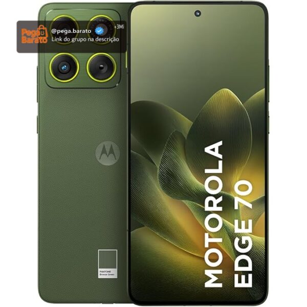 Smartphone Motorola Edge 70 5G - 512GB 24GB (12GB RAM + 12GB RAM Boost), Ultrafino, 3 cameras 50MP, Tela 1.5K extreme Amoled 120hz - Bronze Green
