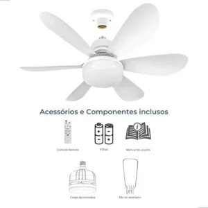 Luminária Ventilador De Teto 40w Potente Com Controle Remoto - Imagem 9
