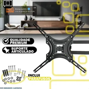 Suporte De Tv Articulado Parede 32 A 55 Pol Até 22kg Tv Led Oled Smart + Parafusos Preto - Imagem 1