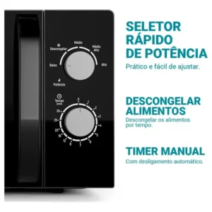 Microondas Philco 20l Preto Mecânico Limpa Fácil PMO23M - Imagem 2