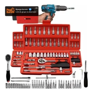 Kit Chave Catraca Soquete 46 Peças Indufer em Cromo Vanádio, para Manutenção - Imagem 1