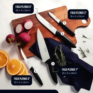 Jogo Facas Tramontina Plenus 4 Peças Inox Multiuso Cozinha - Imagem 5