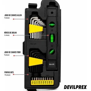 Maleta Estojo Kit Jogo 169 Ferramentas Caixa Completa Devilprex Preto - Imagem 4