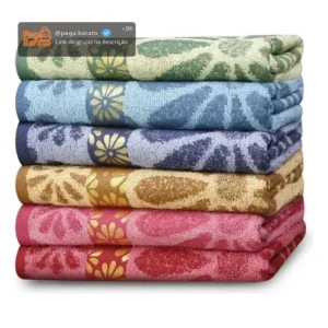 Kit Até 5 Toalhas De Banho Estampada Grande 140x70 Macia - Imagem 1