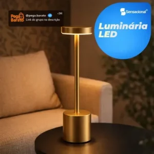 Luminária Mesa Abajur Led Dimerizável Sem Fio Recarregável Sensacional Touch Ajustavel Toque Decorativo - Imagem 1