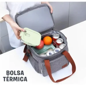 Bolsa Térmica Lancheira Marmita 12L Média Cerveja Comida Bebidas Academia Trabalho Escola Passeio Alça Ajustável e Removível Conserva Quente E Frio Cor Preta Tche Amo - Imagem 10