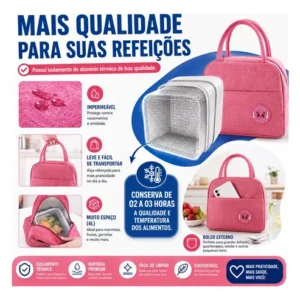 Kit 2 Bolsa Marmita Térmica Lancheira Academia Trabalho Dia - Imagem 4
