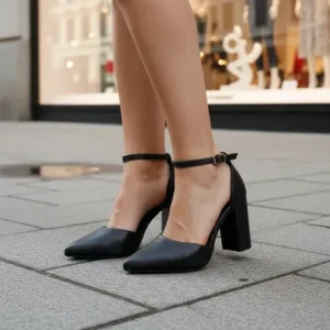 Scarpin Feminino Bico Fino Salto Alto Grosso Moda Confort - Imagem 2