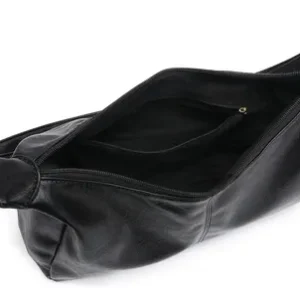 Bolsa Hobo Feminina Preta Couro Sintético Moderna Ajustável - Imagem 8