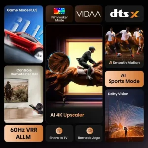 Smart TV Hisense 4K 55 Polegadas 55A6NV com Dolby Vision, HDR10, HLG, Dolby Gaming, Film Maker, DTS Virtual X, Compatibilidade Alexa e Google Home - Imagem 2
