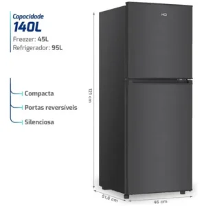 Geladeira Refrigerador Compacto Hq Defrost 140l Hq-140rdf Preta - Imagem 3