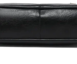 Bolsa Hobo Feminina Preta Couro Sintético Moderna Ajustável - Imagem 9