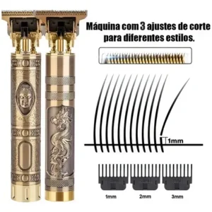 Maquininha de Corte Profissional Dragão Sem Fio Lâminas Titanium USB - Imagem 3