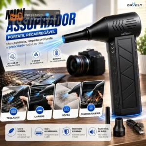 Mini Ventilador Soprador Ar Turbo 130000rpm Assoprador Sem Fio Recarregável Usb 3 Níveis Jato Forte Portátil Multiuso Limpeza Teclado Carro Acende Churrasqueira Davely - Imagem 1