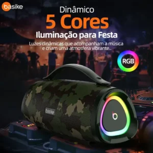 Caixa Bluetooth Portatil, Subwoofer Ativo, Boombox, 160w, Bluetooth 5.4, Estéreo Hifi, Tws 1+1, 10000mah, Bateria 15 Horas(65b Spl), Ipx6, Com Rgb, Powerbank Para iPhone E Samsung, Cor Camuflagem - Imagem 8