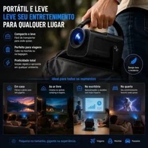 Projetor HY320 Hardline Smart TV Android WiFi 6 390 ANSI Lumens Full HD Suporte 4K HDMI Bluetooth HY 320 85-200 Polegadas Alto Falante Com Controle Remoto Bivolt Portátil - Imagem 6