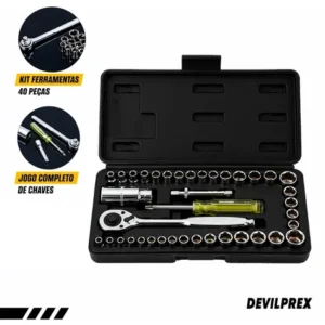 Maleta Estojo Kit Jogo 169 Ferramentas Caixa Completa Devilprex Preto - Imagem 6