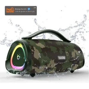 Caixa Bluetooth Portatil, Subwoofer Ativo, Boombox, 160w, Bluetooth 5.4, Estéreo Hifi, Tws 1+1, 10000mah, Bateria 15 Horas(65b Spl), Ipx6, Com Rgb, Powerbank Para iPhone E Samsung, Cor Camuflagem - Imagem 1