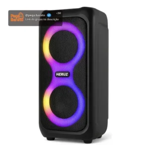 Caixa de Som Bluetooth Caixinha Grande 2 Altos Falantes 10w-hz 5.0 Boombox Com Radio Fm E Entrada Usb Pendrive - Imagem 1