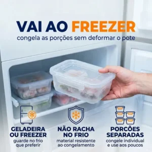 Kit 10 Potes 750ml com Tampa Trava Plástico Transparente para Mantimentos e Alimentos Marmita Organizador de Cozinha Geladeira e Freezer Jogo de Potes para Organização Ponte Lar Utilidades - Imagem 9