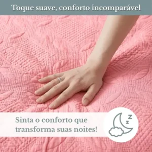 Colcha Cobre Leito Marbella 3 Pecas Dupla Face Matelasse Queen Porta Travesseiros Conforto Premium Cor Rosa - Imagem 2