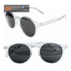 Óculos De Sol Transparente Redondo Casual Luxo Praia Uv400 - Imagem 1