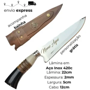 Faca Artesanal Churrasco Personalizada Com Nome E Logo 9p - Imagem 4