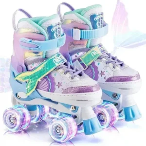 Patins 4 Rodas Com Led Patins Infantil Menina + Kit Proteção - Imagem 4