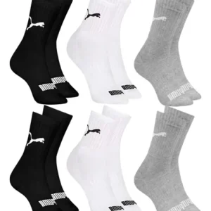 6 Pares Meias Puma Cano Médio Alto Atoalhada Academia Sport - Imagem 1